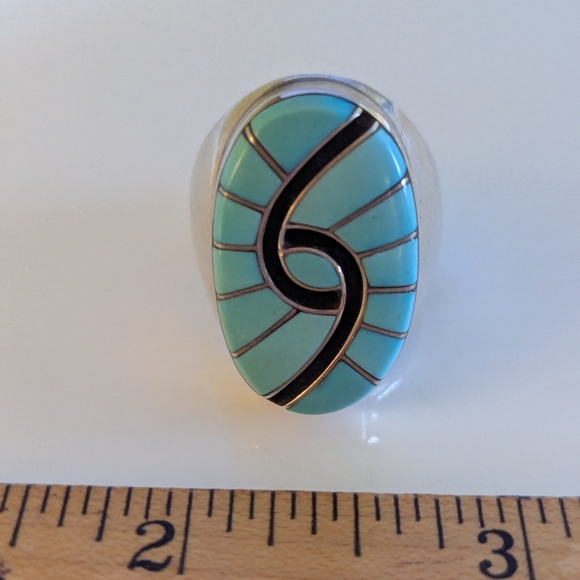 Vintage Zuni Turquoise Hummingbird Amy Quandalacy Ring Size 10 - Picture 4 of 12
